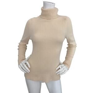 SOLD** J. Crew Cream 100% Cashmere Turtleneck Sweater Vintage Coastal Grandma